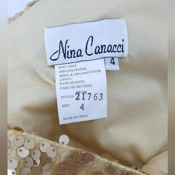 Nina Canacci Gold Peacock Sequin Beaded Dress Rhinestones - Picture 4 of 4